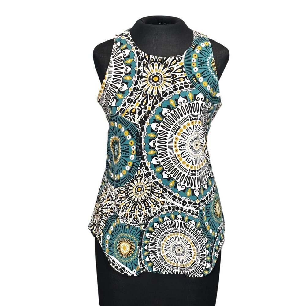 Van Heusen Womens Sleeveless Tank Top XS/TP Multicolor Mandala Print Polyester